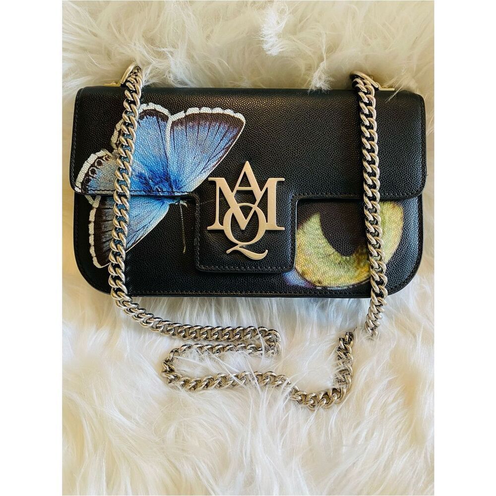 Alexander McQueen Insignia Shoulder/Crossbody Bag in Black Leather. Authentic.